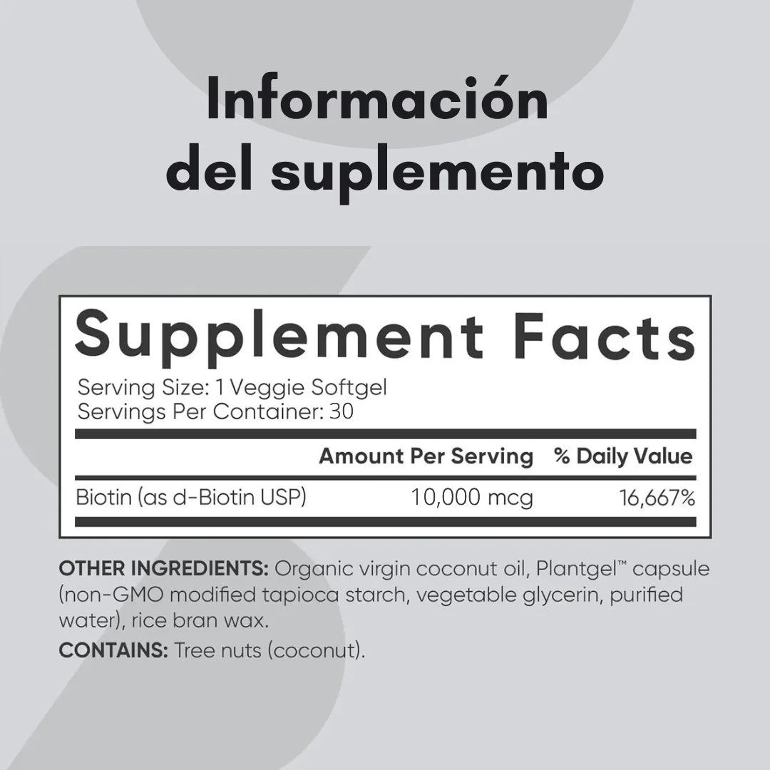 Biotina Sports Research IMPORTADA 10,000 mcg | Cabello, Piel y Uñas