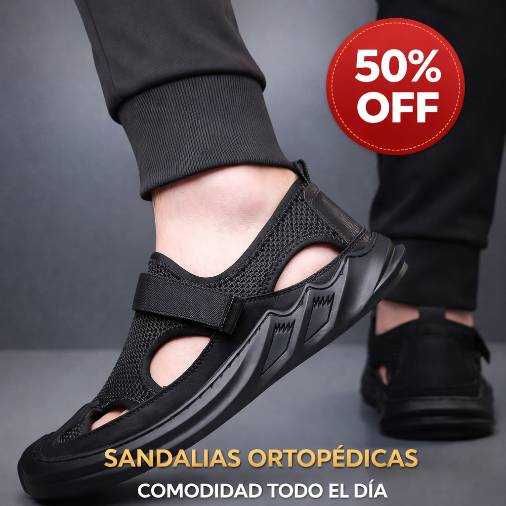 👨🏻👣💎Sandalias Ortopedicas Tejidas Con Hebillas Para Hombre Negras👨🏻👣💎