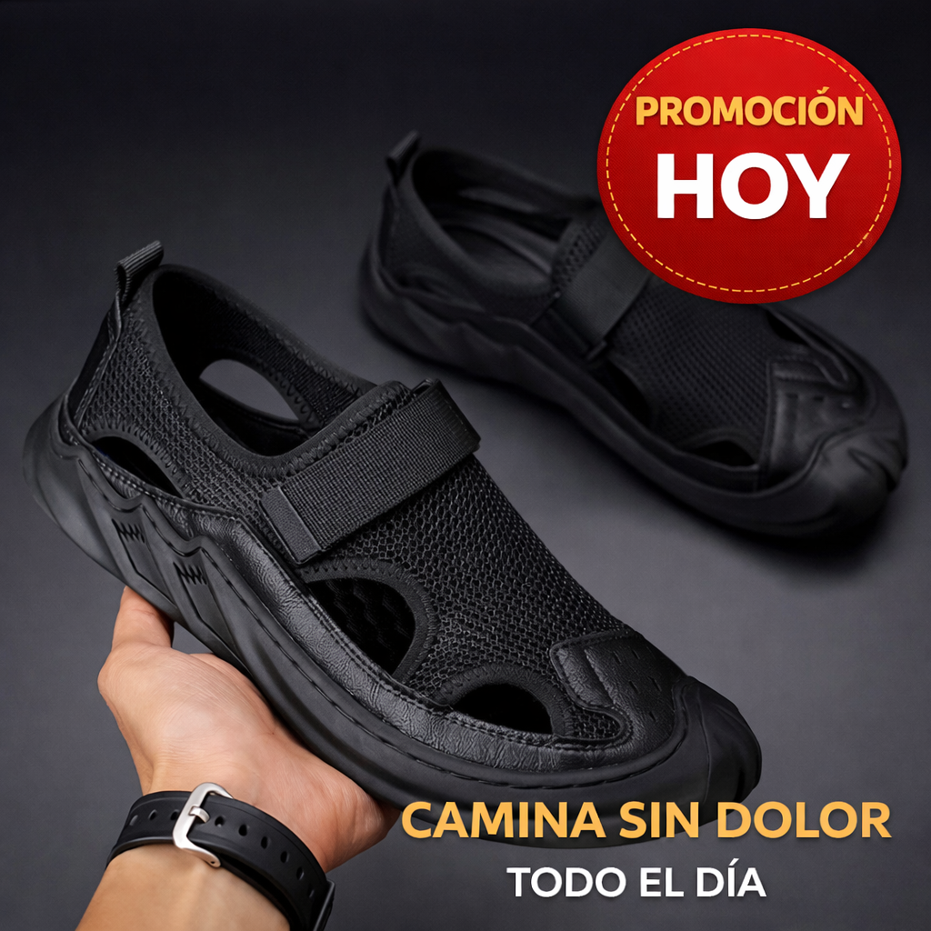 👨🏻👣💎Sandalias Ortopedicas Tejidas Con Hebillas Para Hombre Negras👨🏻👣💎