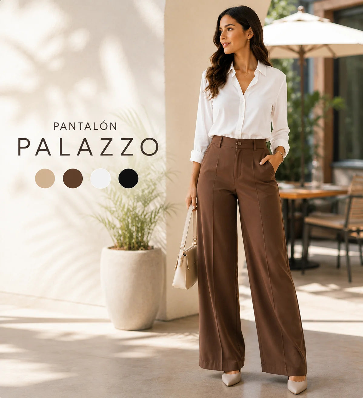 Pantalón Palazzo Premium para Mujer | Cintura Alta y Tela Elástica