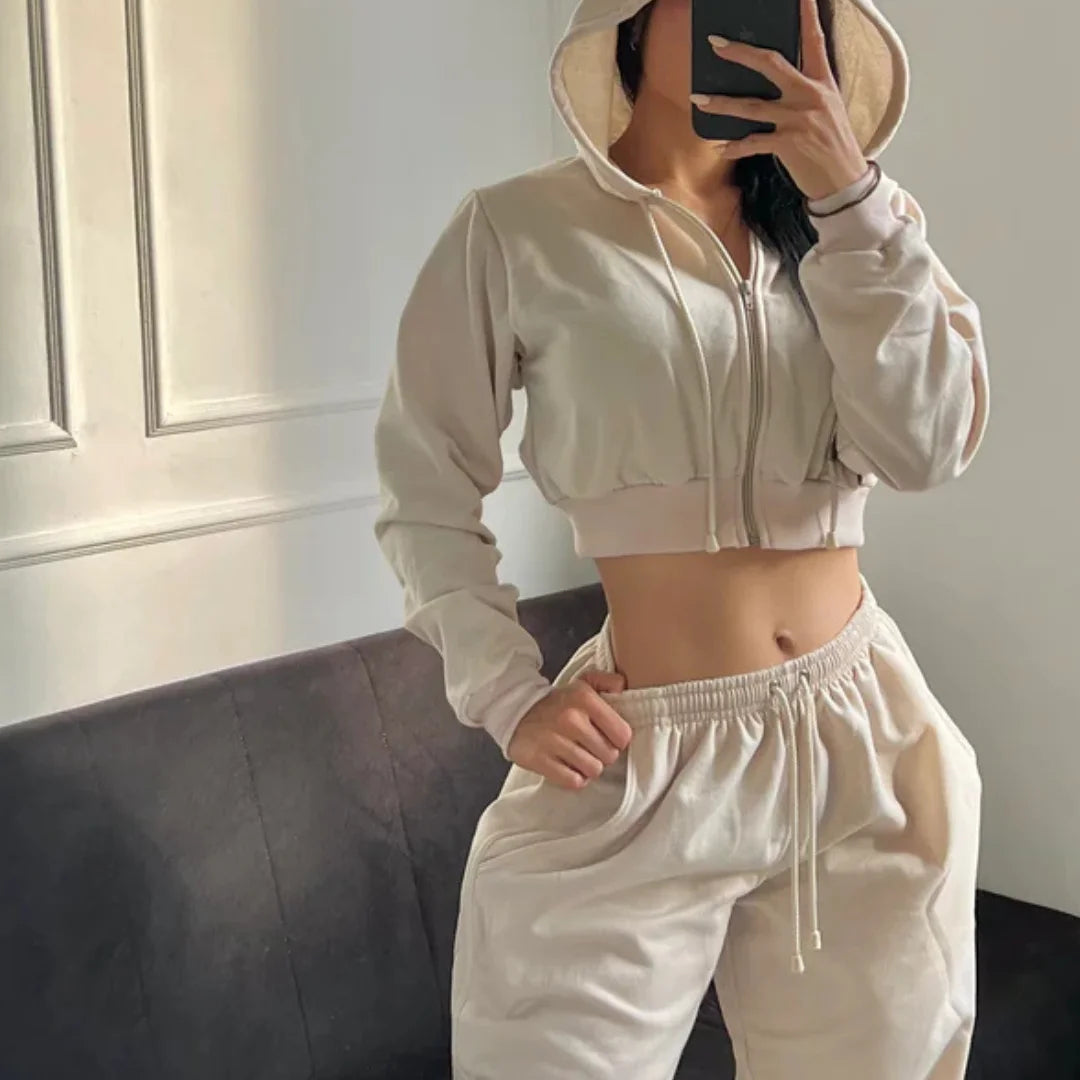 Set Deportivo Jogger + Buzo Crop con Cierre para Mujer✨